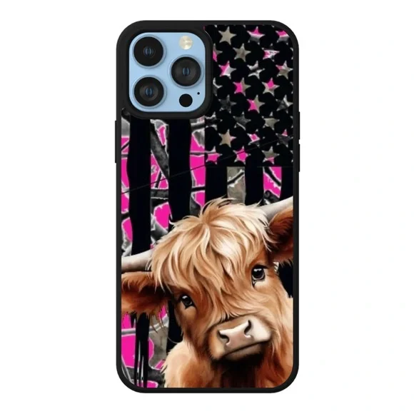 Highland Cow Pink Camo Phone Case - Picture 3 of 9